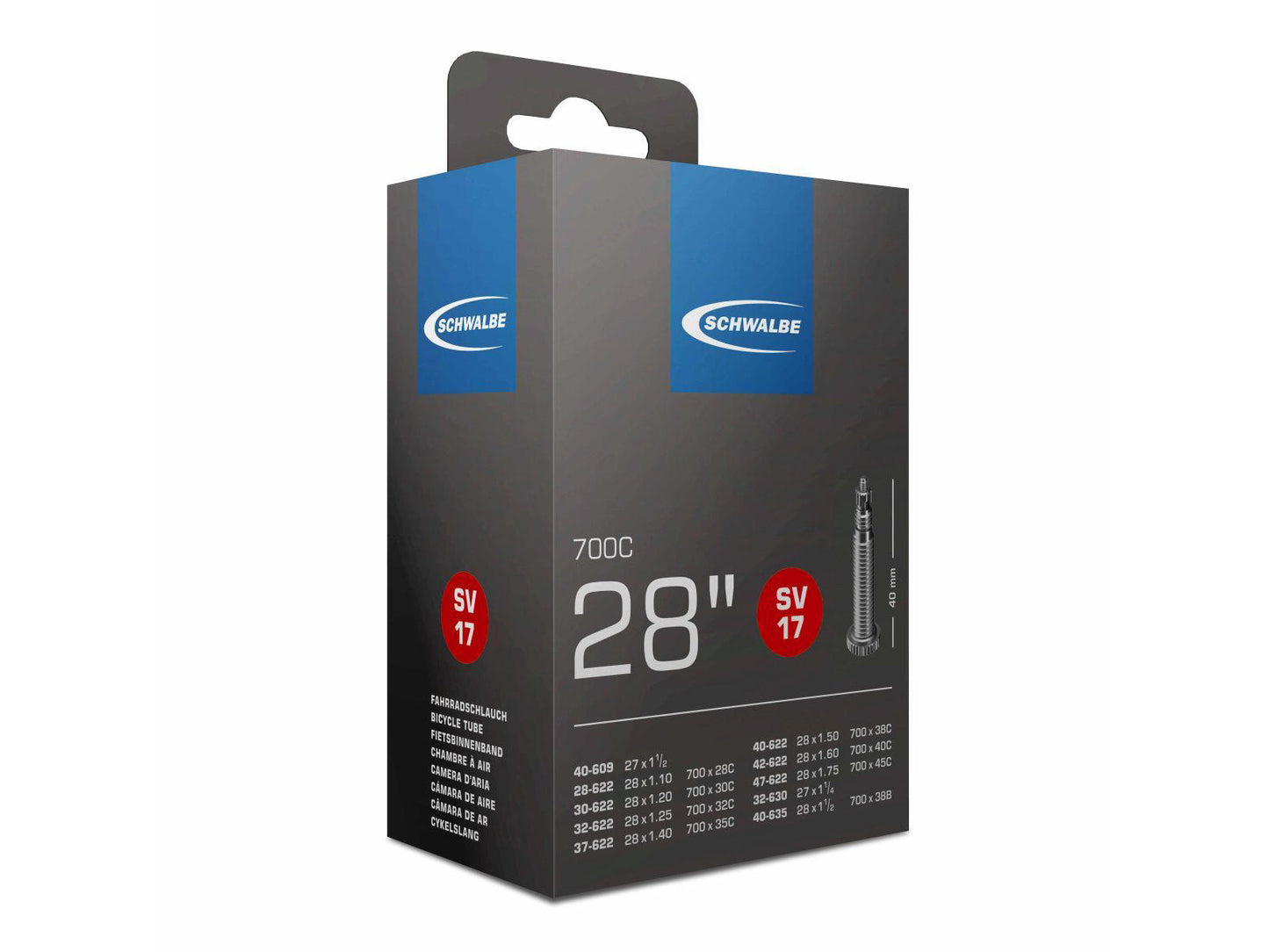Sisäkumi SCHWALBE SV17 700 x 28-47c (28-47x622-635) Presta (Removable core) 40 mm